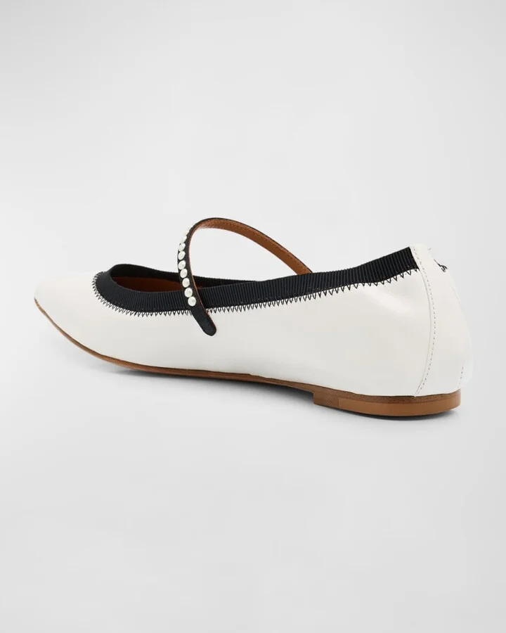 Romy Leather Pearly Mary Jane Ballerina Flats - Image 2