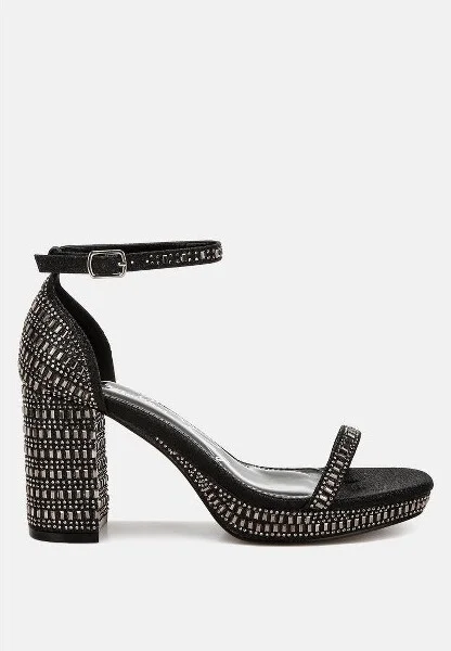 Ronan Rhinestones Embellished Block Sandals Women
