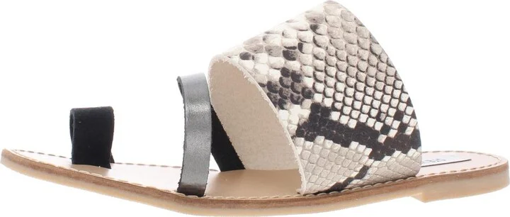 Ronny Womens Leather Snake Print Flat Sandals