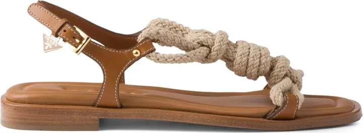 Rope-Embellished Flat Sandals