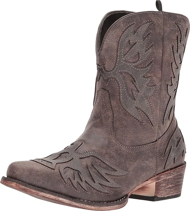 Roper Amelia Cowboy Women's Boots Brown Faux Leather Vamp : 10 B - Medium, Synthetic - Image 2