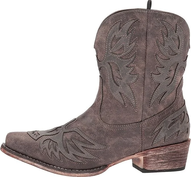 Roper Amelia Cowboy Women's Boots Brown Faux Leather Vamp : 10 B - Medium, Synthetic - Image 7