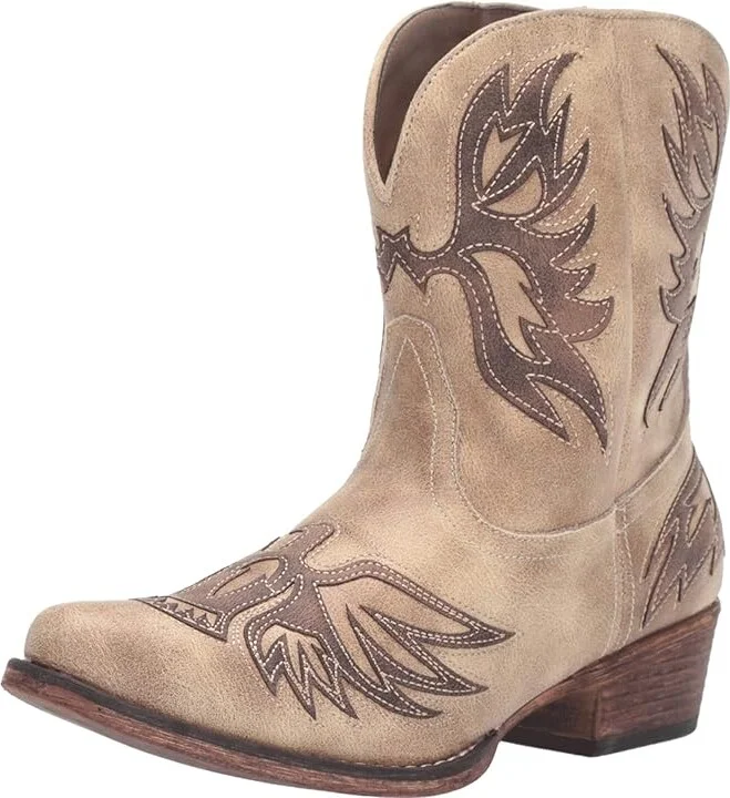 Roper Amelia Cowboy Women's Boots Vintage Beige Faux Leather Vamp : 10 B - Medium, Synthetic - Image 2