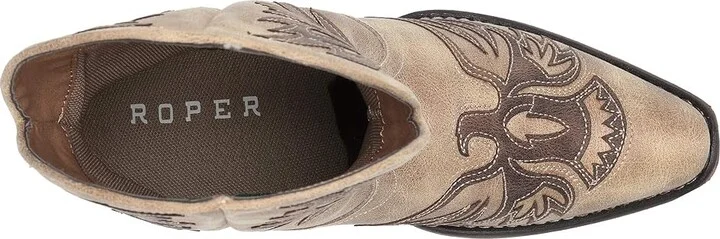 Roper Amelia Cowboy Women's Boots Vintage Beige Faux Leather Vamp : 10 B - Medium, Synthetic - Image 3