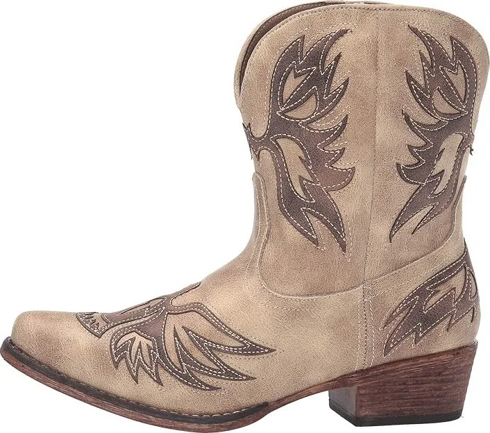 Roper Amelia Cowboy Women's Boots Vintage Beige Faux Leather Vamp : 10 B - Medium, Synthetic - Image 7