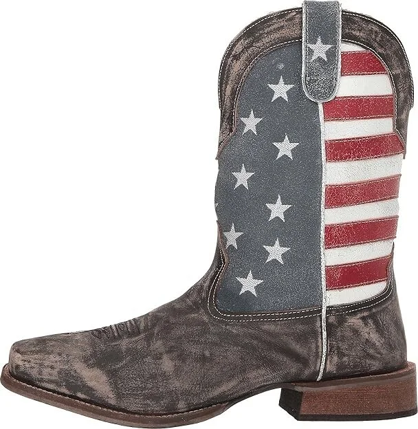 Roper America Cowboy Boots Distressed Brown Leather Vamp/Flag Shaft : 11.5 D - Medium - Image 7