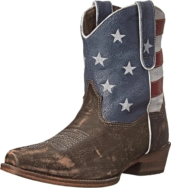 Roper American Flag Shorty Cowboy Women's Boots Brown : 10.5 M, Leather - Image 2