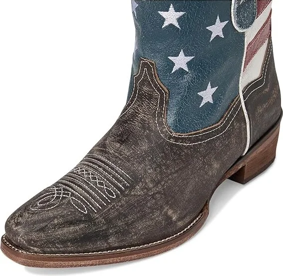 Roper American Flag Shorty Cowboy Women's Boots Brown : 10.5 M, Leather - Image 3