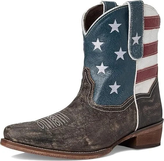 Roper American Flag Shorty Cowboy Women's Boots Brown : 10.5 M, Leather - Image 6
