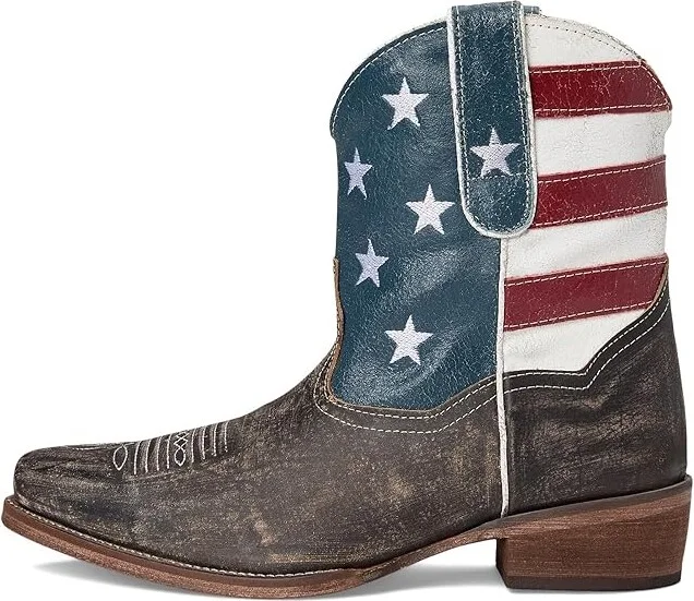 Roper American Flag Shorty Cowboy Women's Boots Brown : 10.5 M, Leather - Image 7