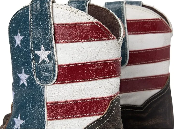 Roper American Flag Shorty Cowboy Women's Boots Brown : 10.5 M, Leather - Image 8