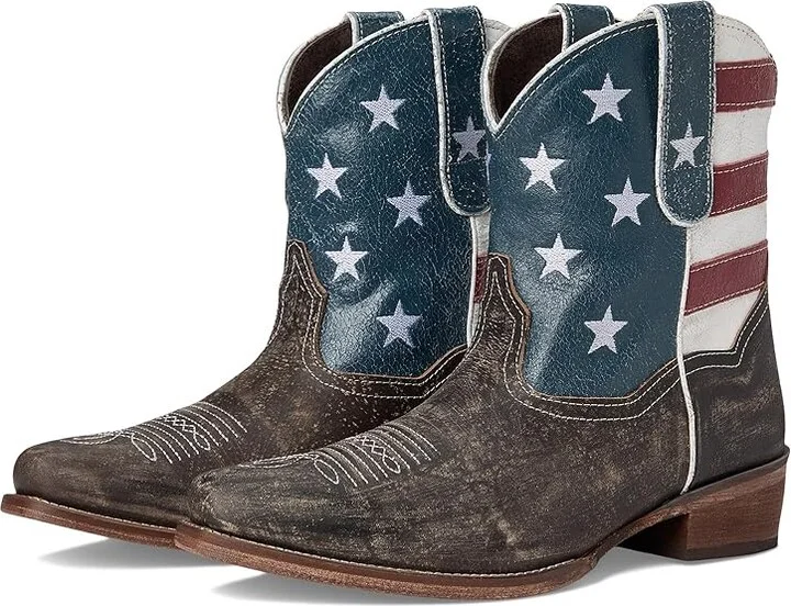 Roper American Flag Shorty Cowboy Women's Boots Brown : 10.5 M, Leather