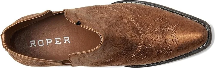 Roper Ava Metallic Cowboy Women's Boots Tan : 9.5 B - Medium, Leather - Image 2