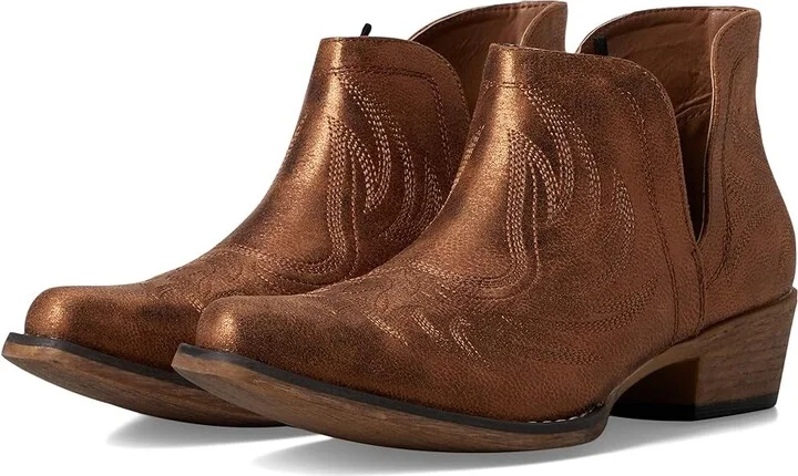 Roper Ava Metallic Cowboy Women's Boots Tan : 9.5 B - Medium, Leather