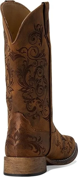Roper Bailey Laser Cowboy Women's Boots Tan : 6 B - Medium, Leather - Image 4