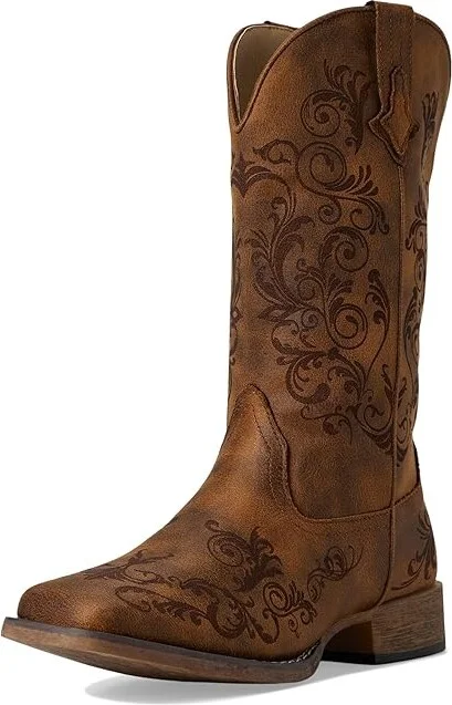 Roper Bailey Laser Cowboy Women's Boots Tan : 6 B - Medium, Leather - Image 5