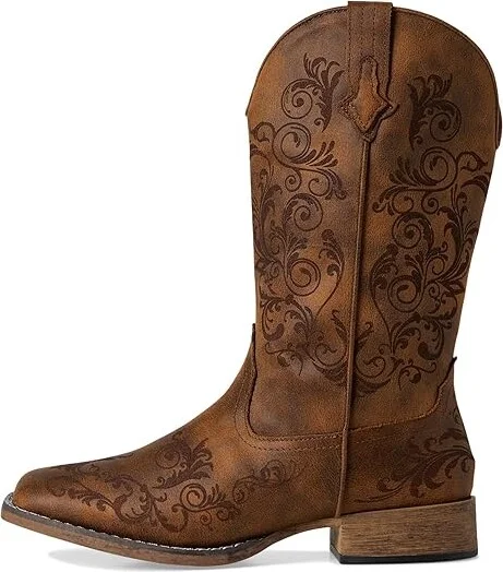 Roper Bailey Laser Cowboy Women's Boots Tan : 6 B - Medium, Leather - Image 6
