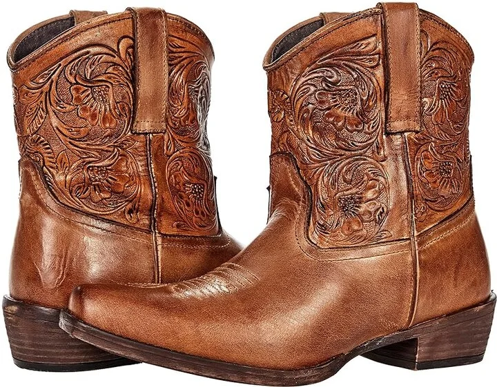 Roper Dusty Tooled Women's Shoes Tan 2 : 6.5 B - Medium, Leather