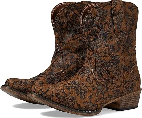 Roper Emma Floral Cowboy Women's Boots Tan : 5.5 B - Medium, Leather