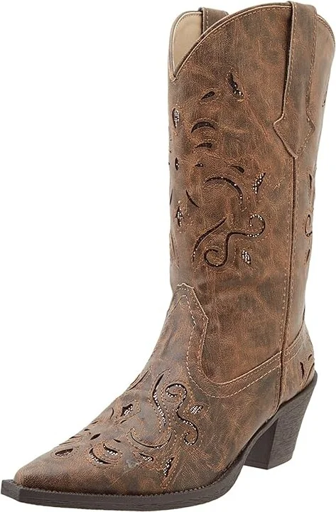Roper Glitter Underlay Boot Women's Boots Tan : 10 M, Synthetic - Image 2