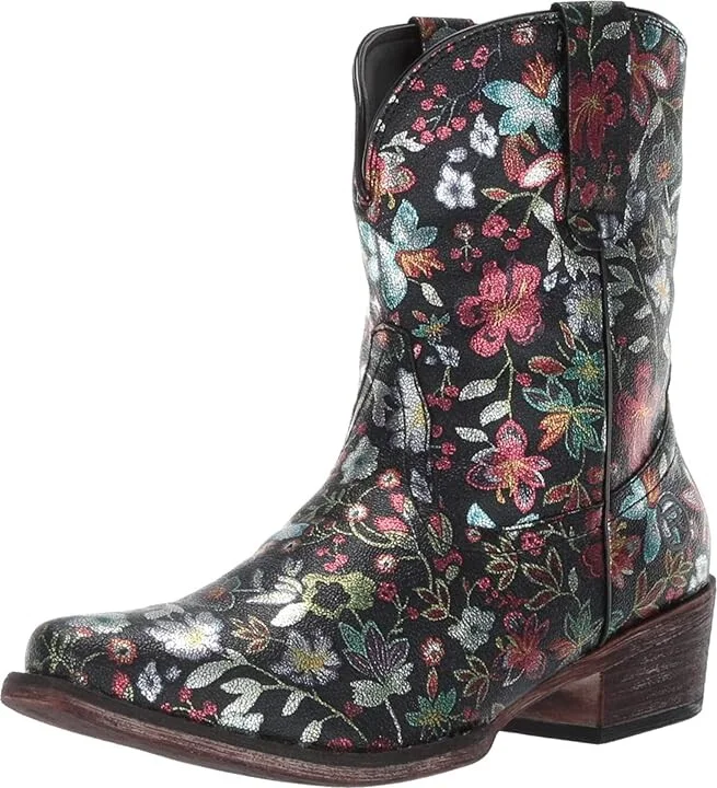 Roper Ingrid Cowboy Women's Boots Black Pebble Faux Leather/Snip Toe : 5 B - Medium, Synthetic - Image 2