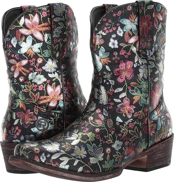 Roper Ingrid Cowboy Women's Boots Black Pebble Faux Leather/Snip Toe : 5 B - Medium, Synthetic