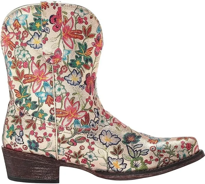 Roper Ingrid Cowboy Women's Boots Gold Pebble Faux Leather/Snip Toe : 11 B - Medium, Synthetic - Image 8