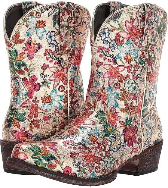 Roper Ingrid Cowboy Women's Boots Gold Pebble Faux Leather/Snip Toe : 11 B - Medium, Synthetic