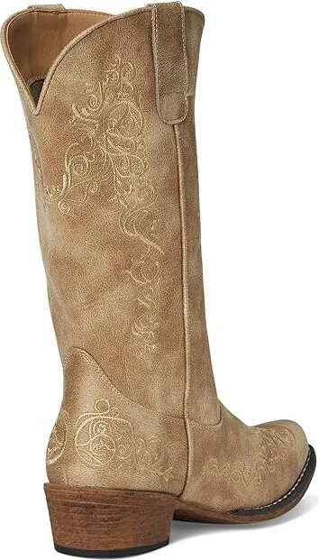 Roper Judith Cowboy Women's Boots Vintage Beige Faux Leather : 10 M, Synthetic - Image 5