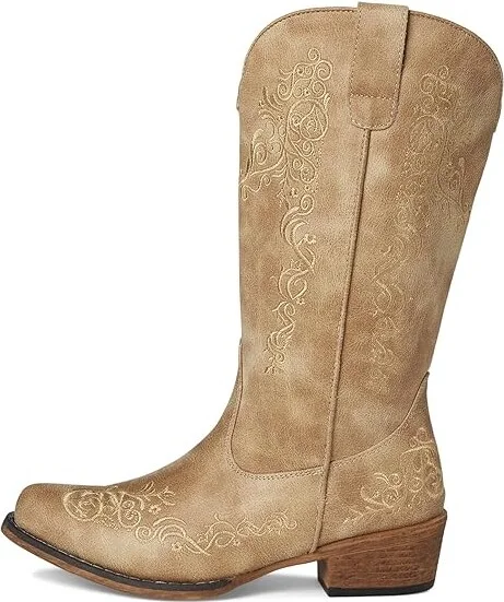 Roper Judith Cowboy Women's Boots Vintage Beige Faux Leather : 10 M, Synthetic - Image 7