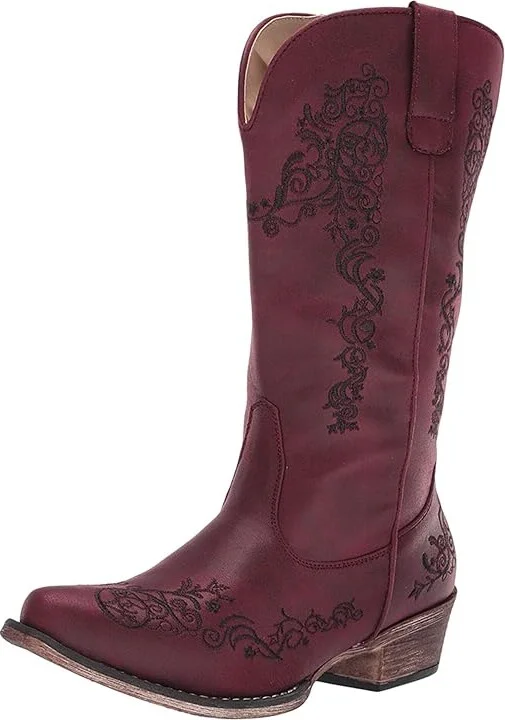 Roper Judith Cowboy Women's Boots Vintage Red Faux Leather : 10 M, Synthetic - Image 2
