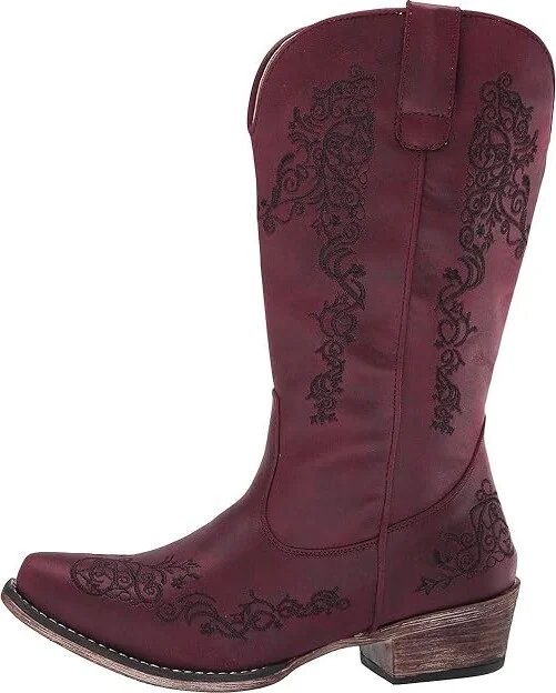 Roper Judith Cowboy Women's Boots Vintage Red Faux Leather : 10 M, Synthetic - Image 7