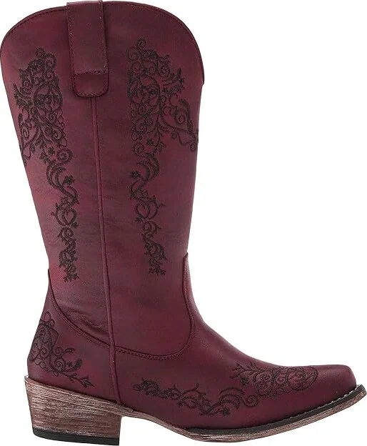 Roper Judith Cowboy Women's Boots Vintage Red Faux Leather : 10 M, Synthetic - Image 8