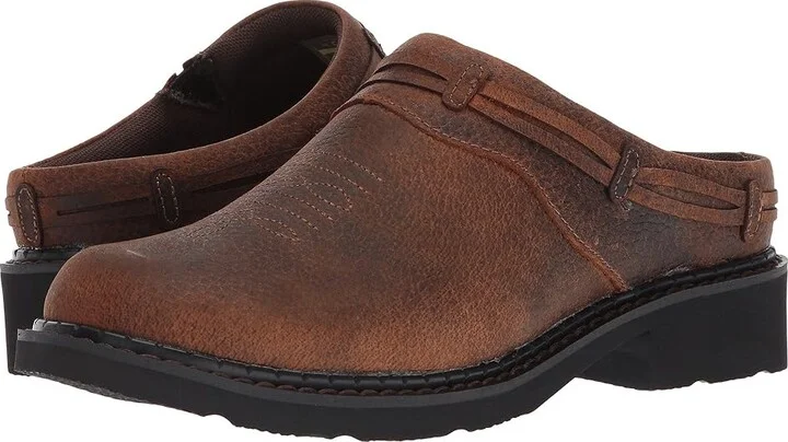 Roper Laces Women's Slip on Shoes Brown Crazy Horse Leather : 10 M