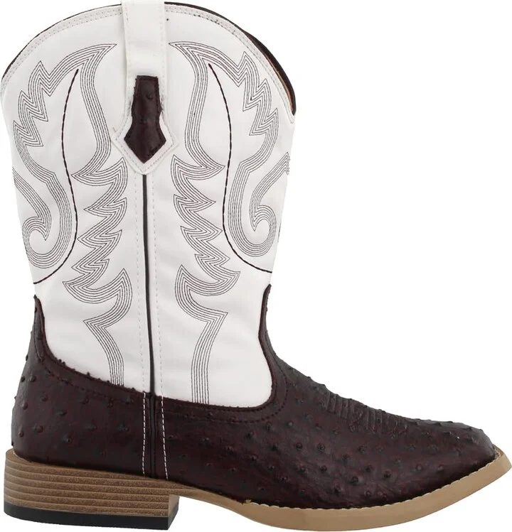 ROPER Mens Bumps Ostrich Square Toe Casual Boots Mid Calf - Brown