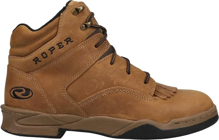 ROPER Mens Horseshoe Kiltie 5 Inch Slip Resistant Steel Toe Work/Duty - Brown - Size 12 M