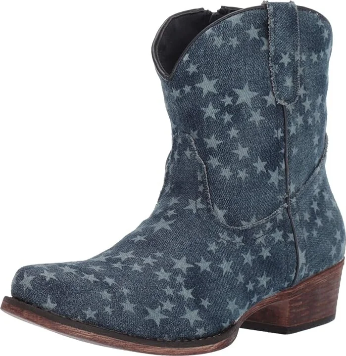 Roper Merica Denim Women's Boots Stonewashed Denim/All-Over Star Print : 5 M, Textile - Image 2