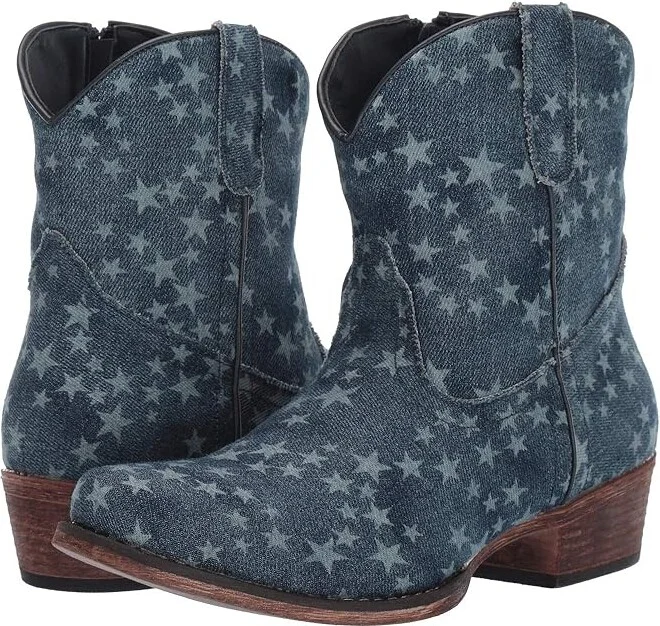 Roper Merica Denim Women's Boots Stonewashed Denim/All-Over Star Print : 5 M, Textile