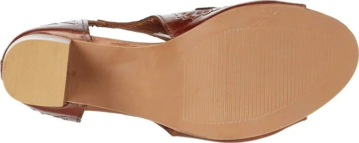 Roper Mika Closed Back Women's Shoes Tan Floral Tooled Leather : 7 B - Medium - Image 4