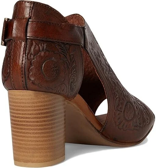 Roper Mika Closed Back Women's Shoes Tan Floral Tooled Leather : 7 B - Medium - Image 5