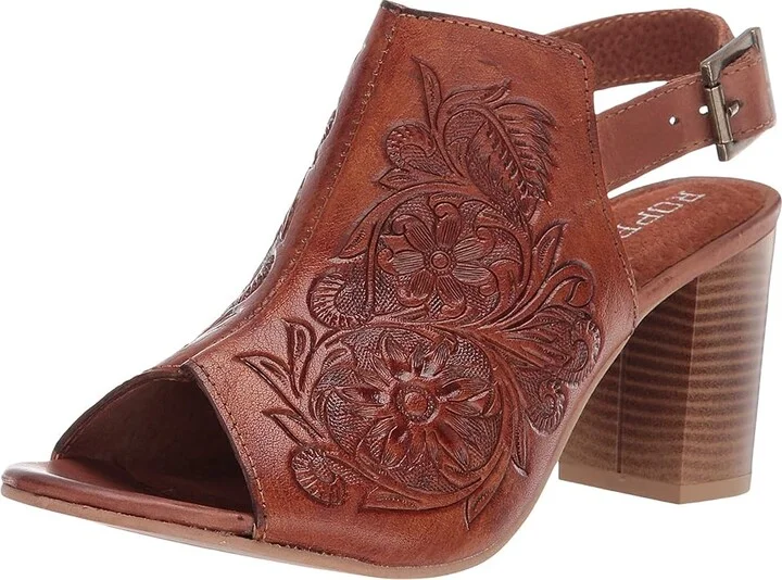 Roper Mika Women's Shoes Tan Floral Toolded Leather : 10 M - Image 2