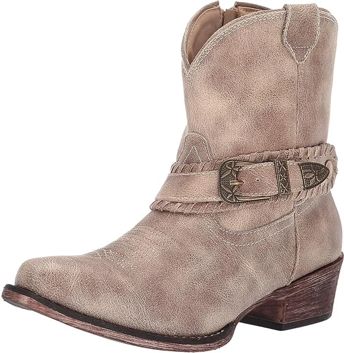 Roper Nelly Cowboy Women's Boots Vintage Beige Faux Leather : 10 M, Synthetic - Image 2