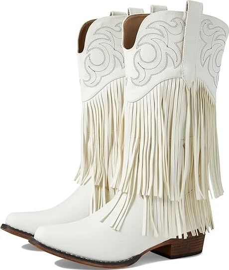 Roper Rickrack Cowboy Women's Boots White : 10 B - Medium, Synthetic