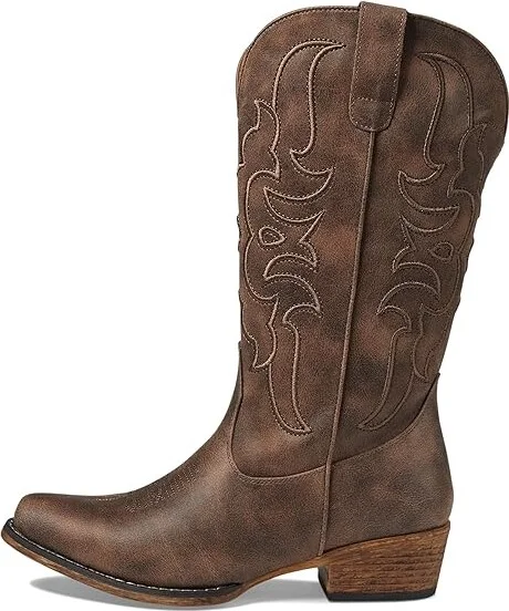 Roper Riley Cord Cowboy Women's Boots Brown : 5.5 B - Medium, Leather - Image 5