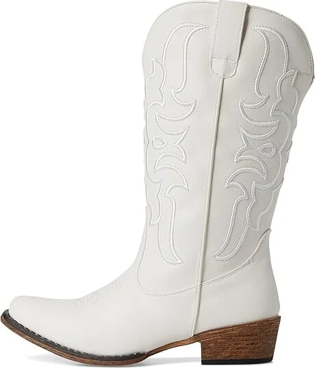 Roper Riley Flextra Cord Cowboy Women's Boots White : 6.5 B - Medium, Leather - Image 6