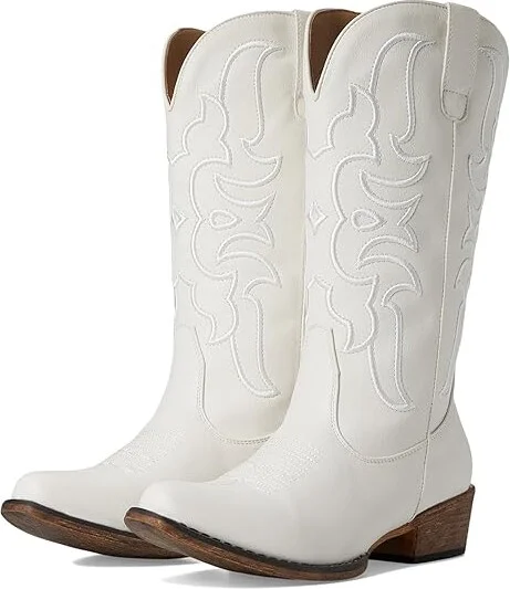 Roper Riley Flextra Cord Cowboy Women's Boots White : 6.5 B - Medium, Leather