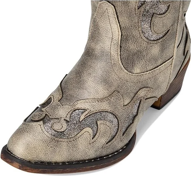 Roper Riley Flextra Glitter Cowboy Women's Boots Grey Faux Leather/Metallic Underlay : 10 M, Synthetic - Image 3