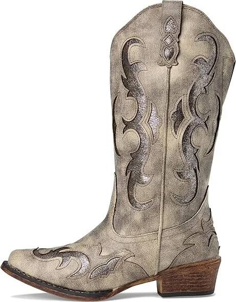 Roper Riley Flextra Glitter Cowboy Women's Boots Grey Faux Leather/Metallic Underlay : 10 M, Synthetic - Image 7