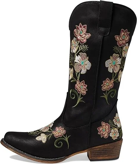 Roper Riley Floral Cowboy Women's Boots Black : 10.5 B - Medium, Leather - Image 5