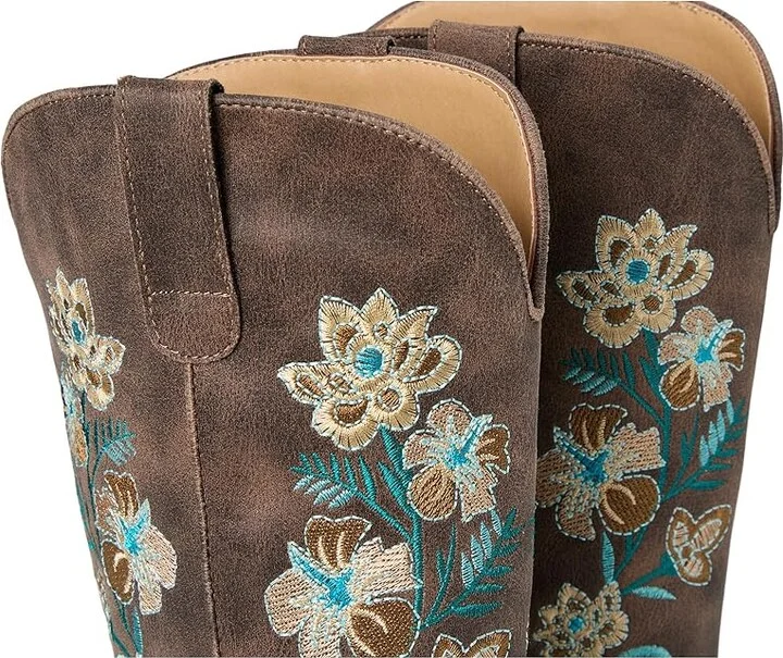 Roper Riley Floral Cowboy Women's Boots Vintage Brown Faux Leather : 10 B - Medium, Synthetic - Image 8